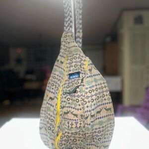 KAVU Geometric Sling Bag - Tan and Blue